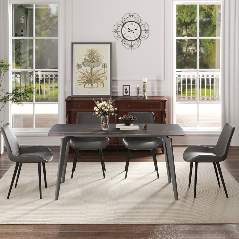 Table de salle à manger moderne et luxueuse, White, Noir