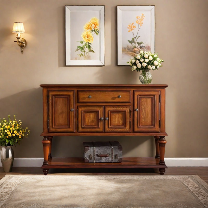 Console multifonctionnelle de style rétro rétro, Brun