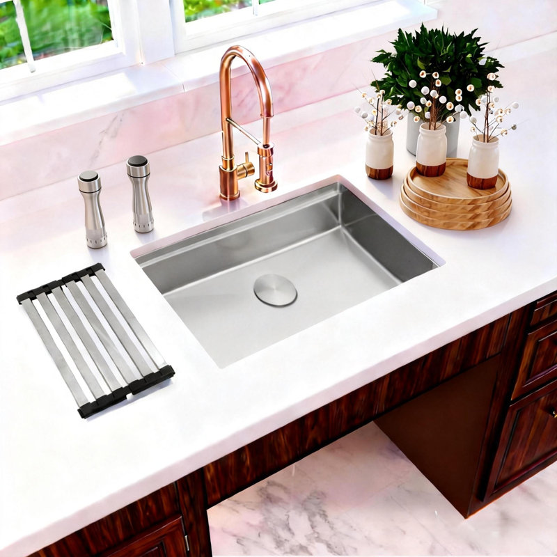27”X 18" Singel Bowl Undermount  ADA Sink  6 Inch Depth Stainless Steel Workstation Kitchen Sink, Stainless Steel