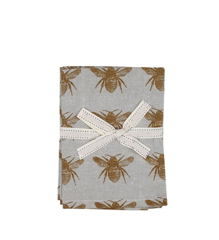 Ensemble de 8 serviettes en coton Farlane Bumble Bee, Brun