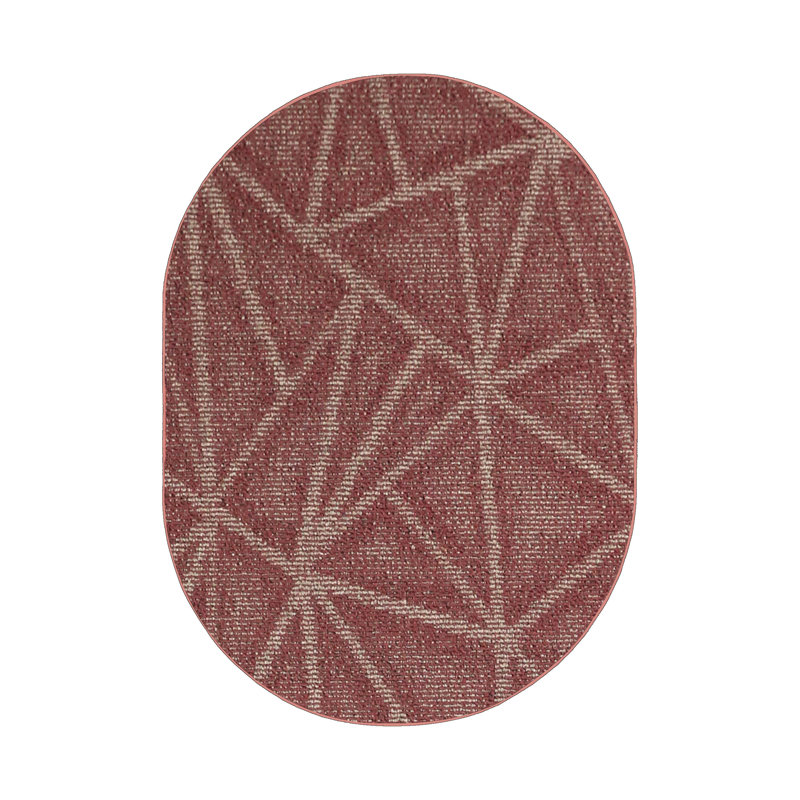 Dickenson Geometric Burgundy Area Rug, Oval 3' x 5'