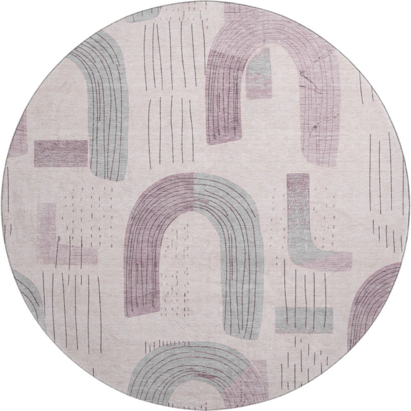 Premium Machine Washable Mehara AMF1698 Geometric Rug, Round 8'