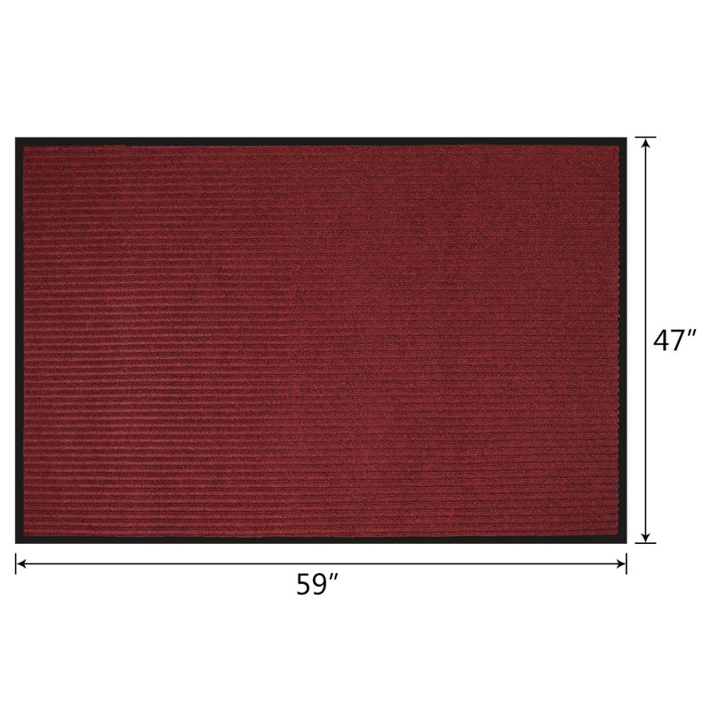 Tapis d'entrée antidérapant extérieur Aigan, Rectangle, de 3 pi 11 po x 5 pi 10 po, Vin rouge