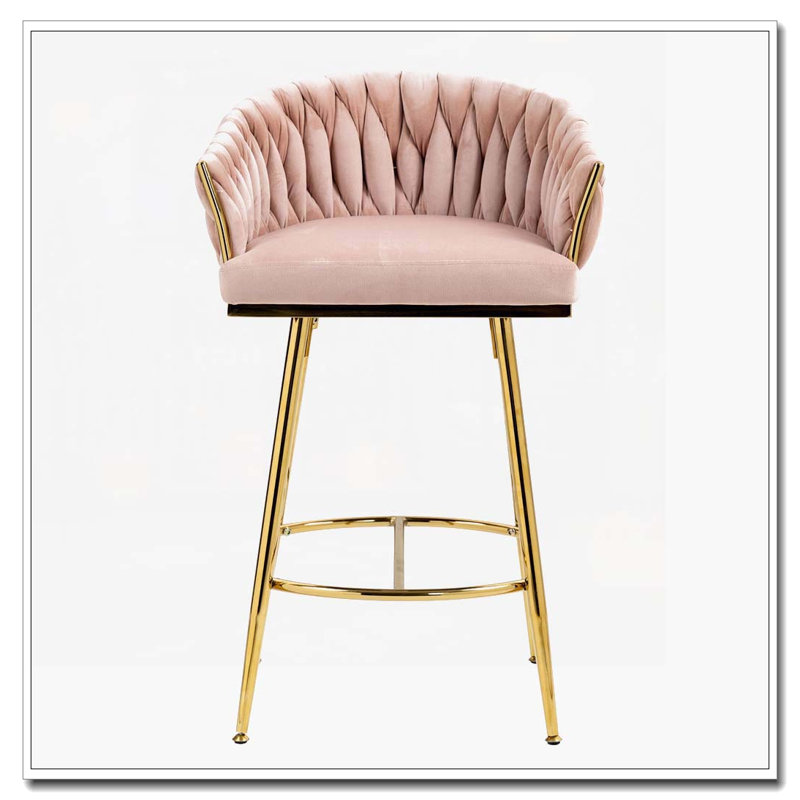 Tabourets de bar rembourrés en velours, Rose