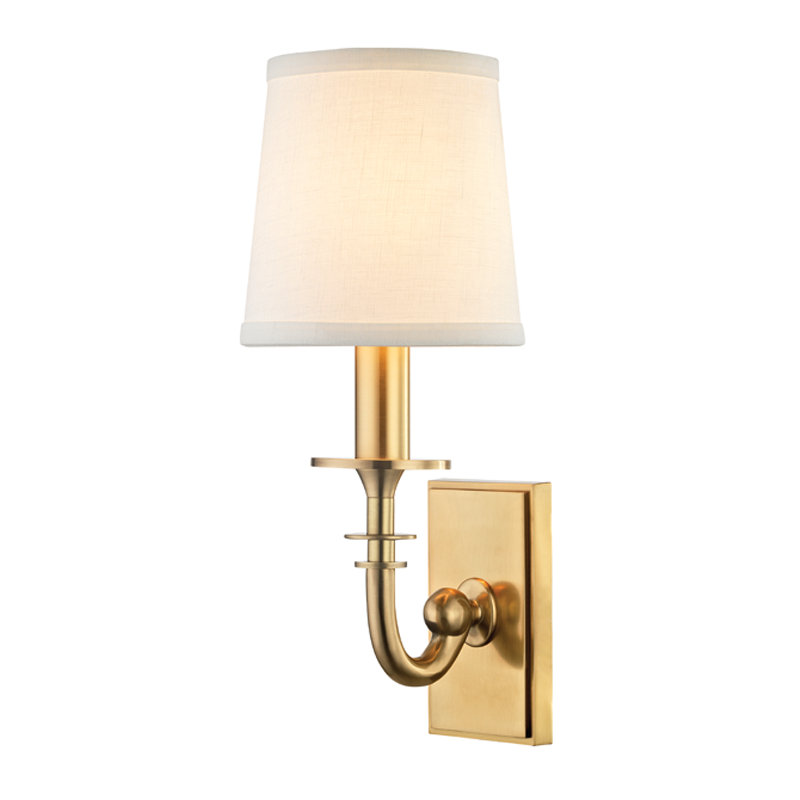 Carroll Solid Brass Candle Wall Light, Aged Brass