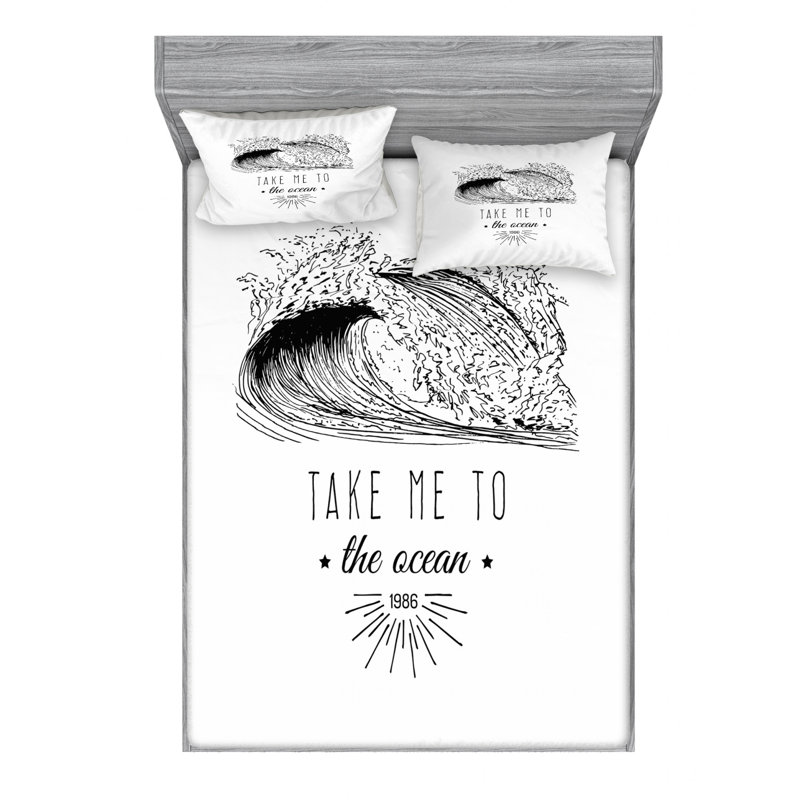 Microfiber Patterned Fitted Sheet, Queen Fitted Sheet with 2 Pillowcases