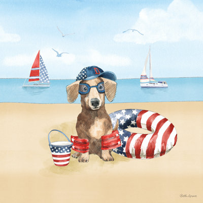 Summer Paws Patriotic III by Beth Grove - Wrapped Canvas Print