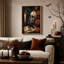 Impression sur toile, crâne gothique avec roses rouges et corbeau noir-202679890