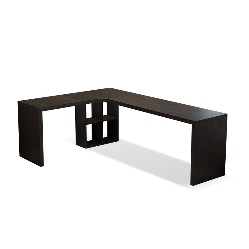 Bureau rectangulaire en bois massif noir, H 29,53 po x l 70,87 po x P 55,12 po, Retour à gauche