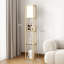 LED Shelf Floor Lamp, Wooden Reading Standing Light with Storage, Living Room Office-124568617