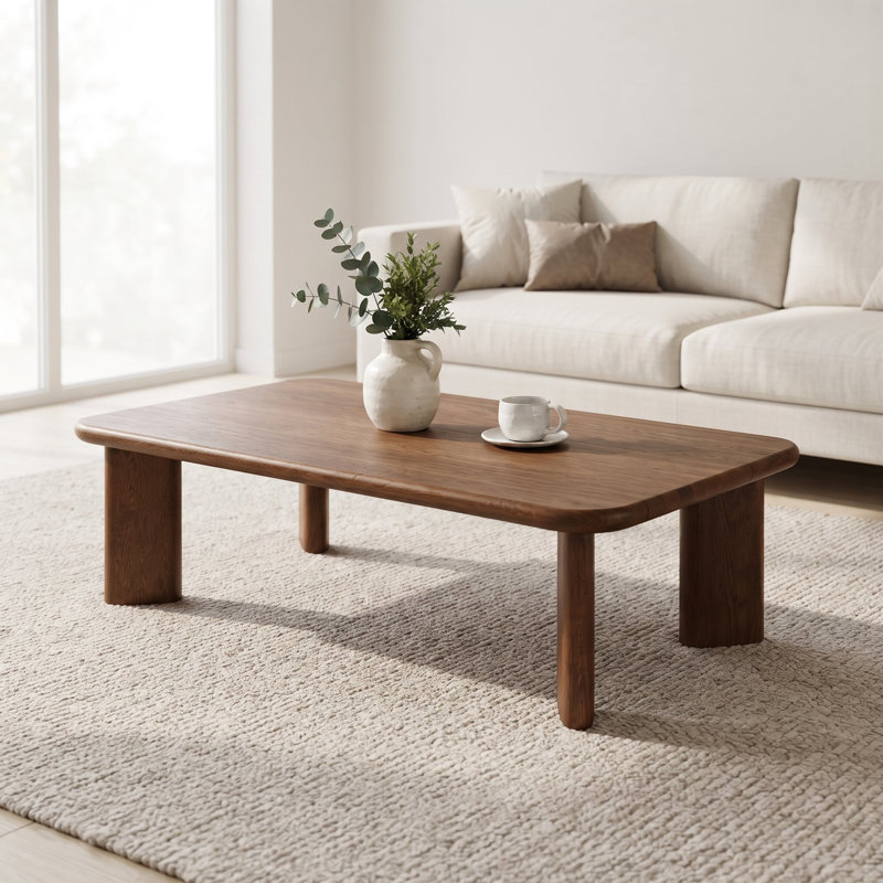Table basse rectangulaire Liva en noyer massif - Table basse scandinave moderne fabriquée à la main, offerte en plusieurs dimensions.