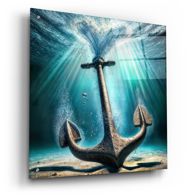  «Anchor Drop» par Rey Klimt, art mural en verre acrylique, 24 po x 24 po