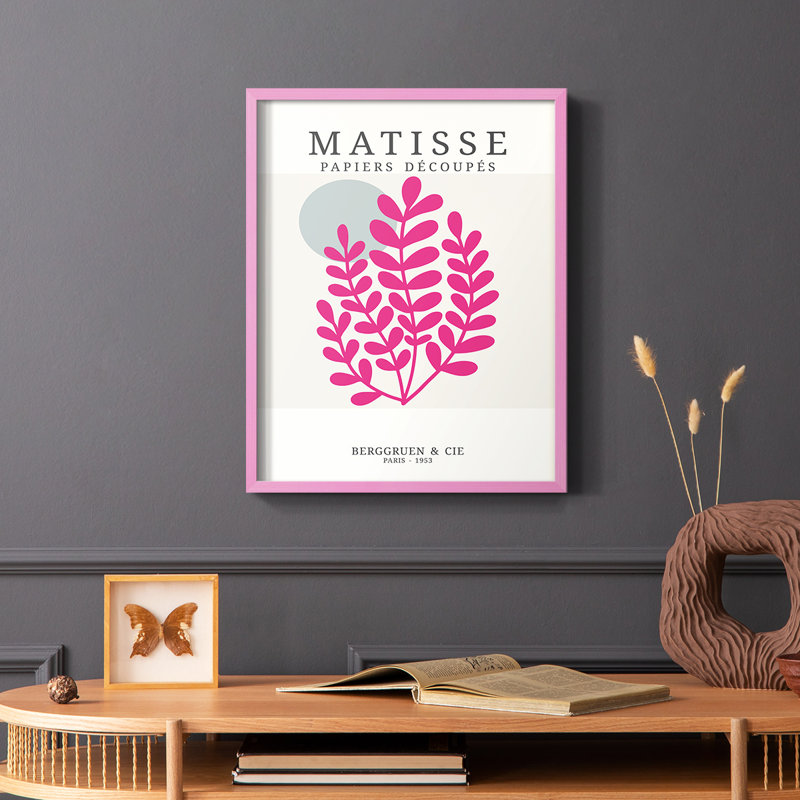 Matisse CD XXI, reproduction encadrée - bois massif, Cadre photo rose simple, H 10 po x l 8 po