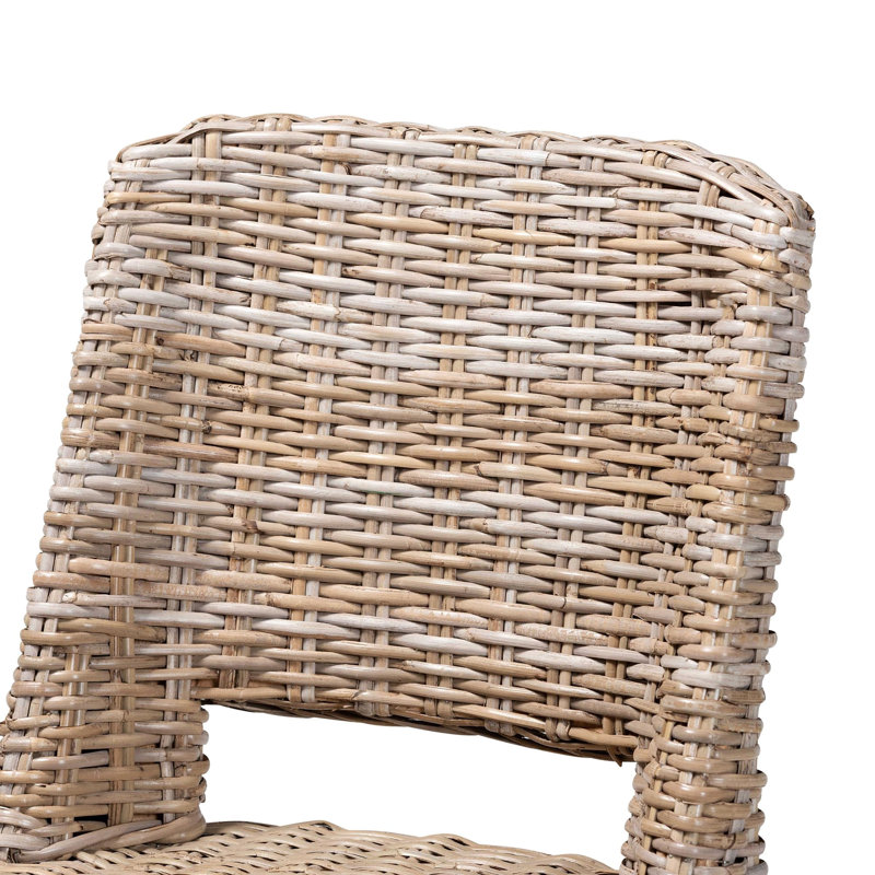Chaise de salle à manger moderne en bois de rotin gris moderne et brun naturel