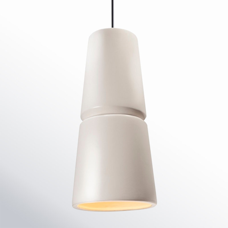 Logan 1 - Light Single Cone Pendant, Dark Bronze, Bisque, 13.5" H x 6" W x 6" D