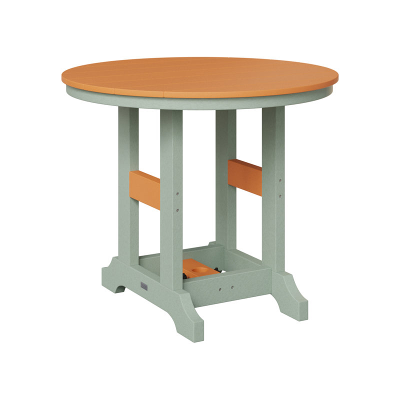 Garden Classic Outdoor Round Dining Table, Mango Orange, Seafoam