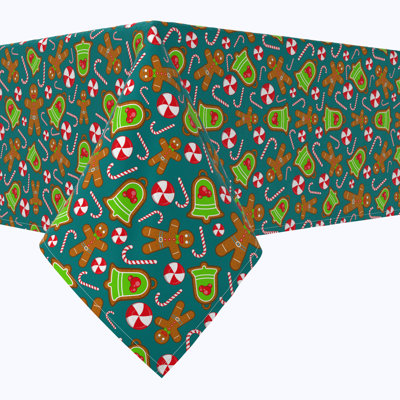 Fabric Textile Products, Inc. Square Tablecloth, 100% Cotton, Christmas Cookies And Candy Canes