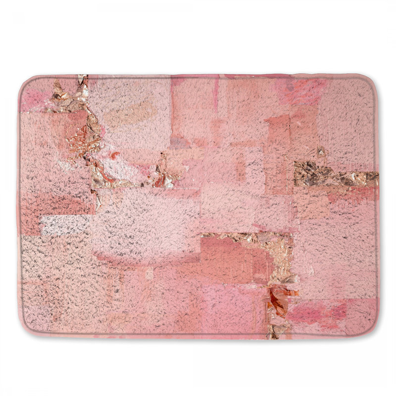 Tapis de bain rose à texture abstraite, L 34 po x L 21 po