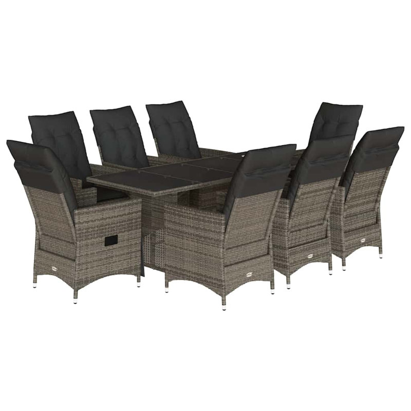  Garden Dining Set Grey, Dark Grey, Brown, Dark Gray, 8