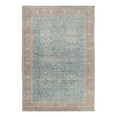 Oversized Antique  Sarouk In Blue With Geometric Patterns - Rug & Kilim