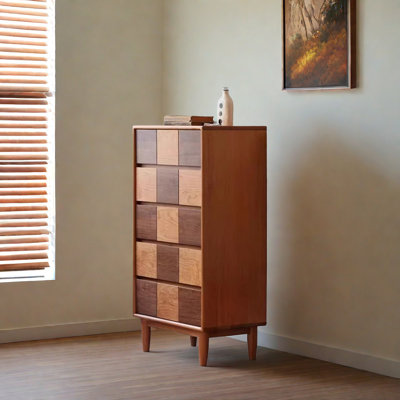 Retro Accent Cabinet With Texture Solid Wood Accent Chest