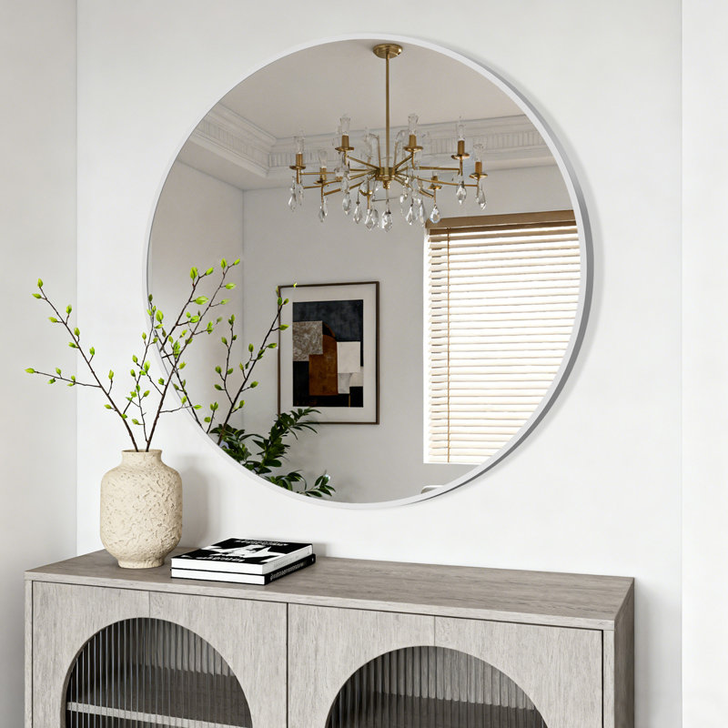 Miroir de salle de bain mural Malakhi, H 36 po x l 36 po, Argent