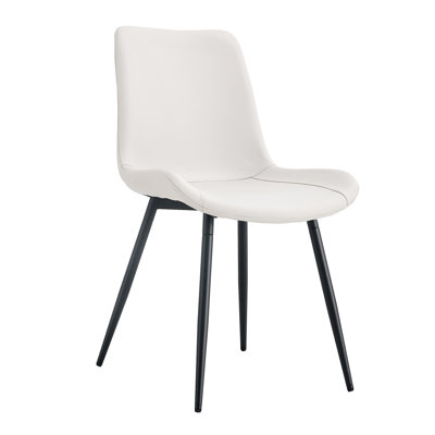 White Artificial Leather Backrest Cushion Dining Chair