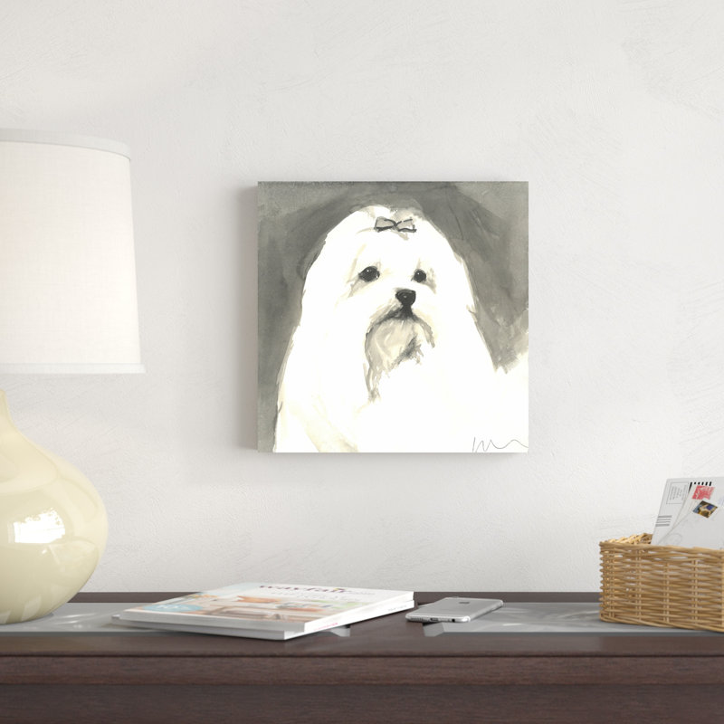 Peinture sépia moderne par un chien très moderne - toile tendue, H 12 po x l 12 po