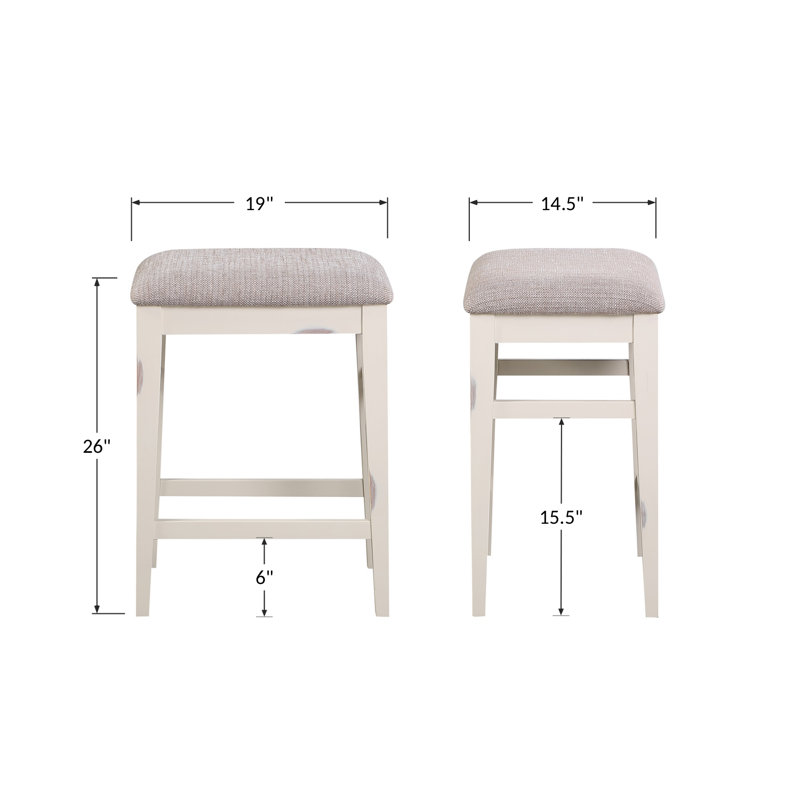 Albin Upholstered Counter Stool with Solid Wood Frame, Beige