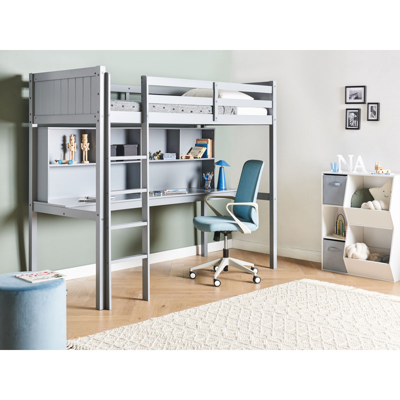FOUCAMONT Solid Wood Storage Bed, Grey