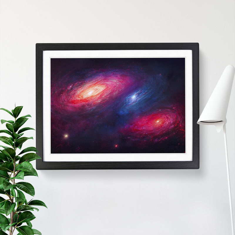Futuristic Galaxy Vol.3 1 Piece Single Picture Frame Wall Art, 25cm H x 34cm W x 2cm D, Black