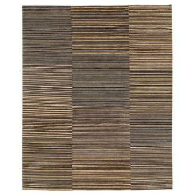 Spectrum Striped Hand-Knotted Wool Brown/Gray Area Rug