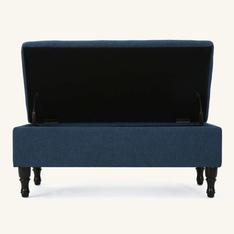 Devari Upholstered Storage Bench, Navy Blue