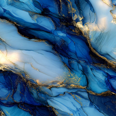 Peel and Stick Wallpaper Abstract Deep Blue Gold Marble Fluid Patterns Contact Paper Removable Self Adhesive Wall Mural Wall Decor for Bedroom Kitchen Cabinets 24in x 118in