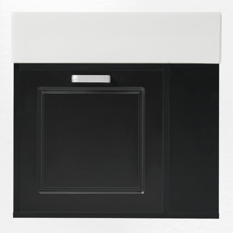 Meuble-lavabo simple 21,7 po avec comptoir en céramique 21,7 po, Noir