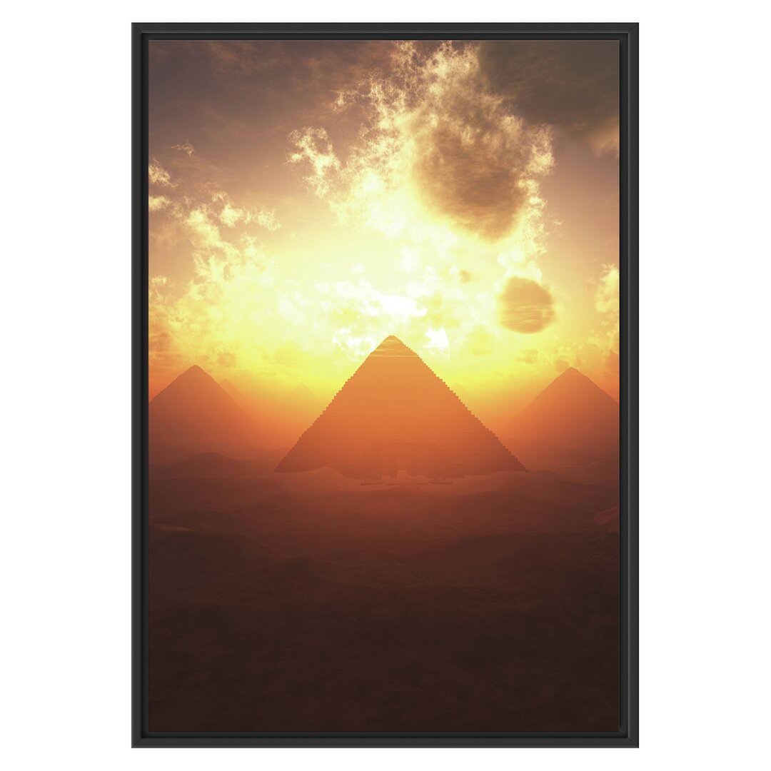 Gerahmtes Wandbild PyramidenSonnenuntergang