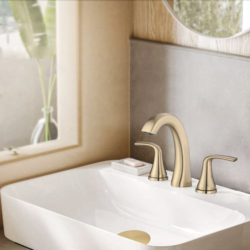8 in. Widespread Double-Handle High-Arc Bathroom Faucet, Brushed Gold