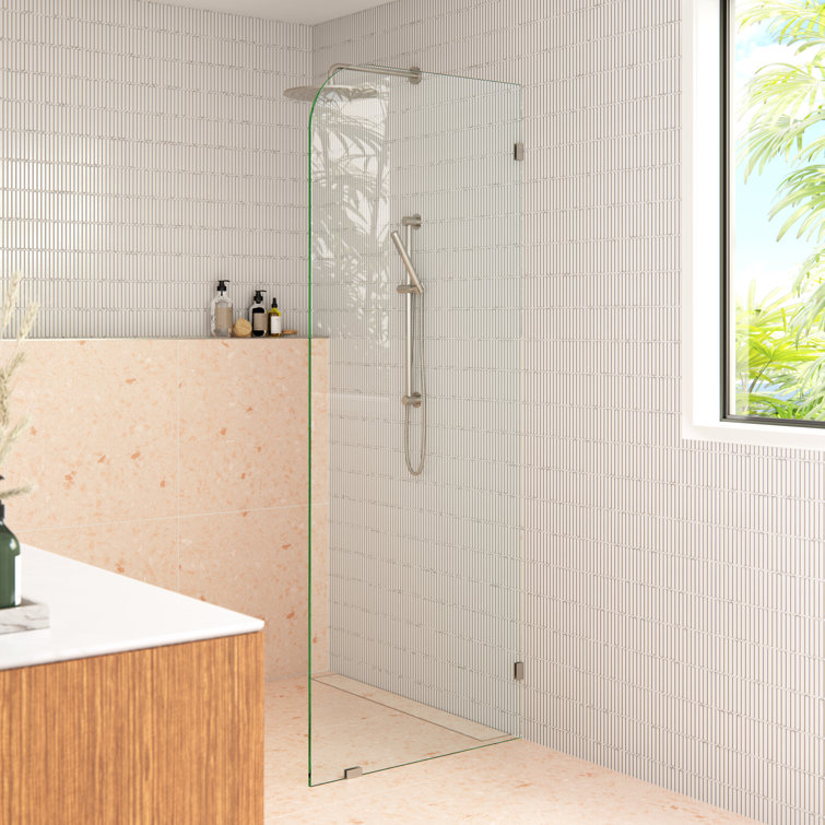 Solaris 38 in. x 78 in. Fully Frameless Radius Single Fixed Shower Panel