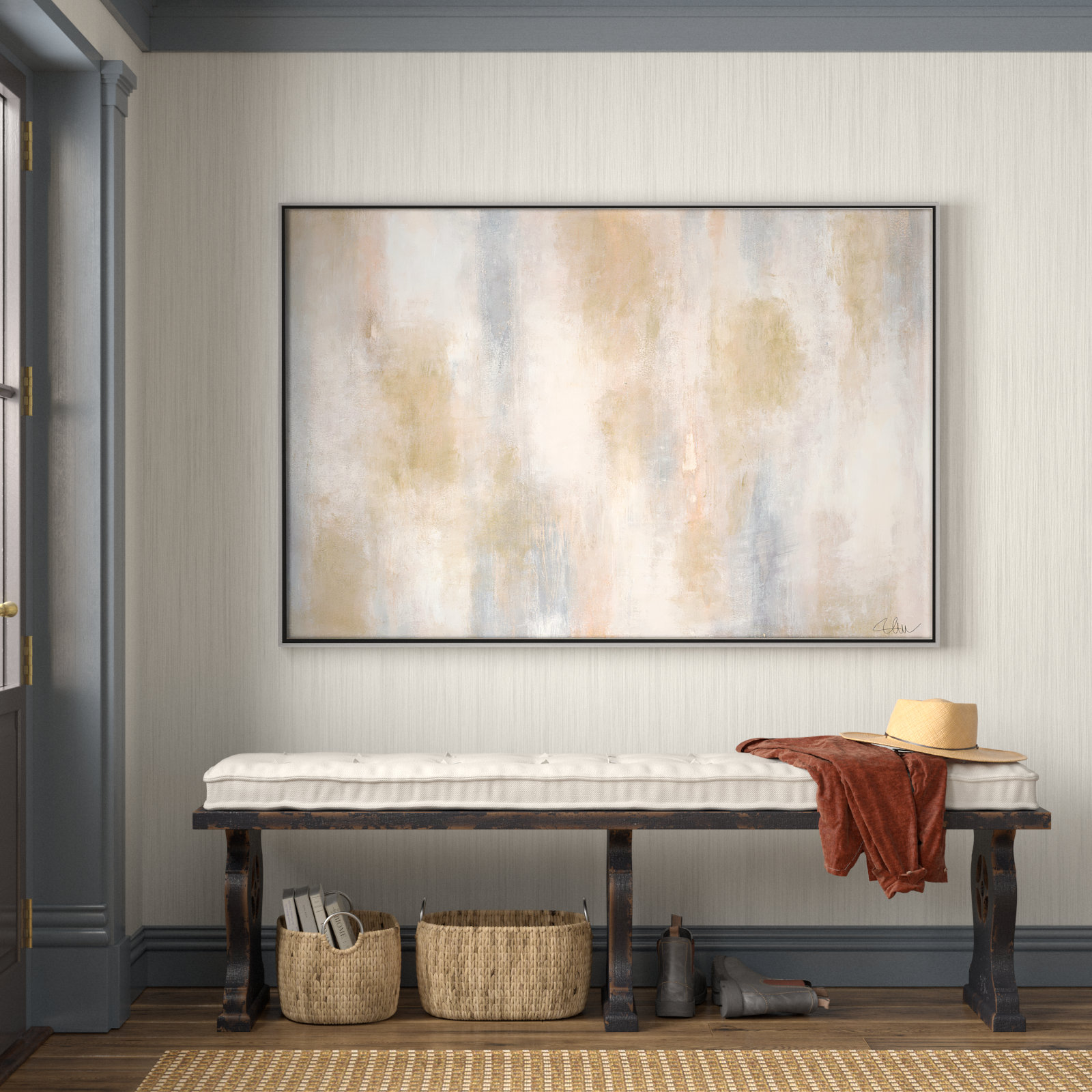 Cassiel "Pulsating Shimmer" Print, 41" H x 61" W x 2" D, Silver Framed