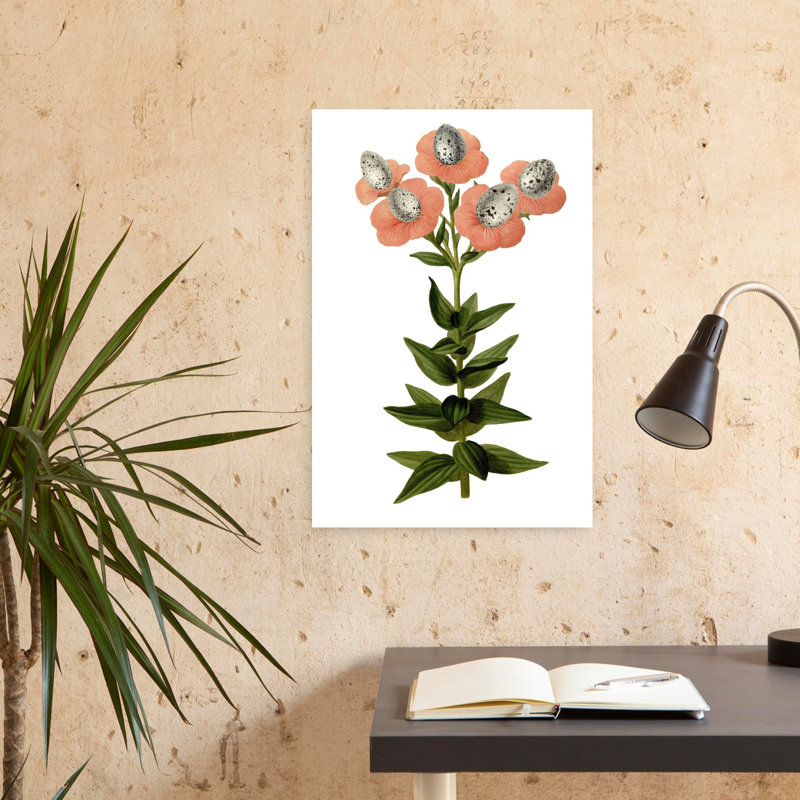 Œuf, art floral rétro fantaisiste, H 24 po x l 16 po
