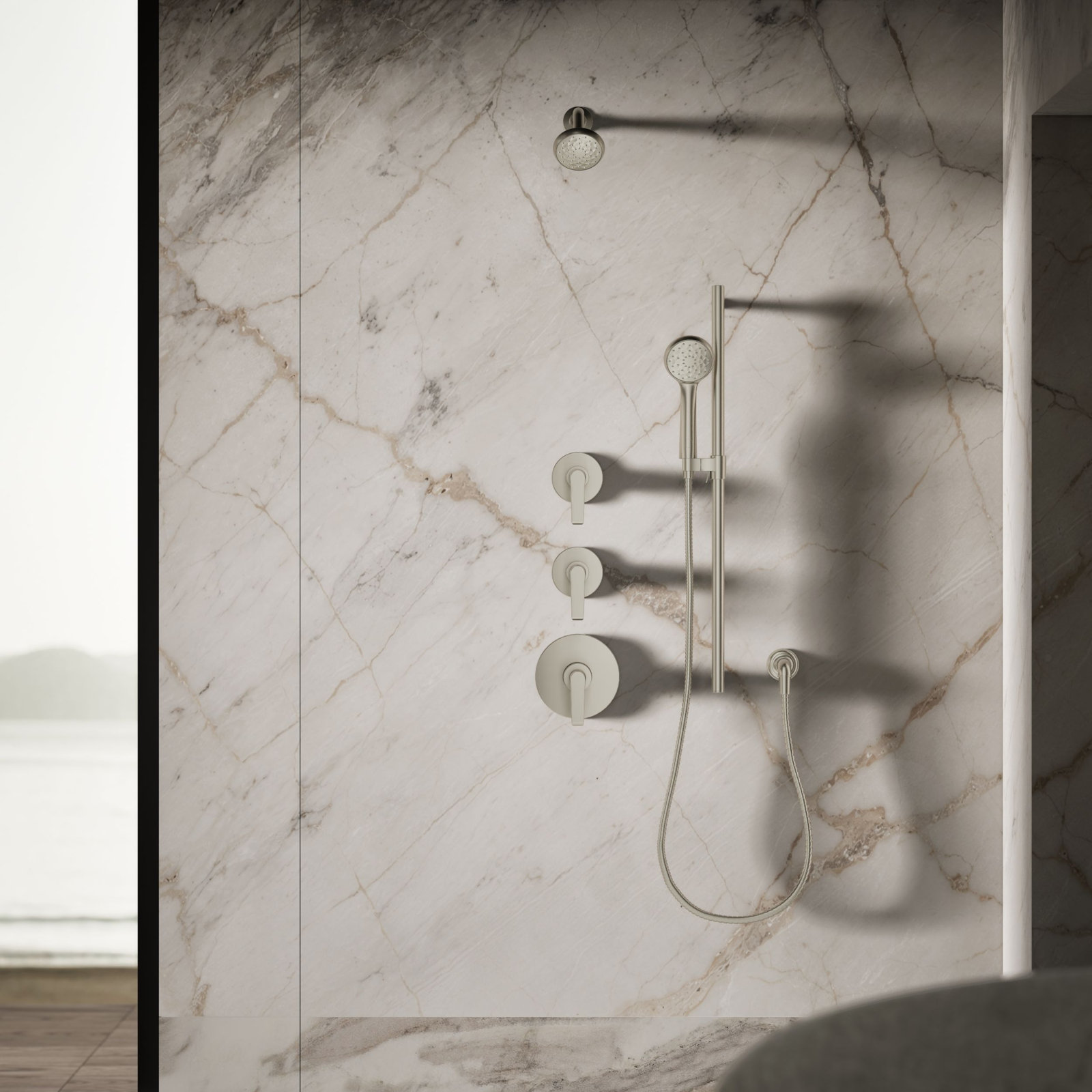Awaken Single-Function Fixed Shower Head, Vibrant Brushed Nickel, 1.75 GPM