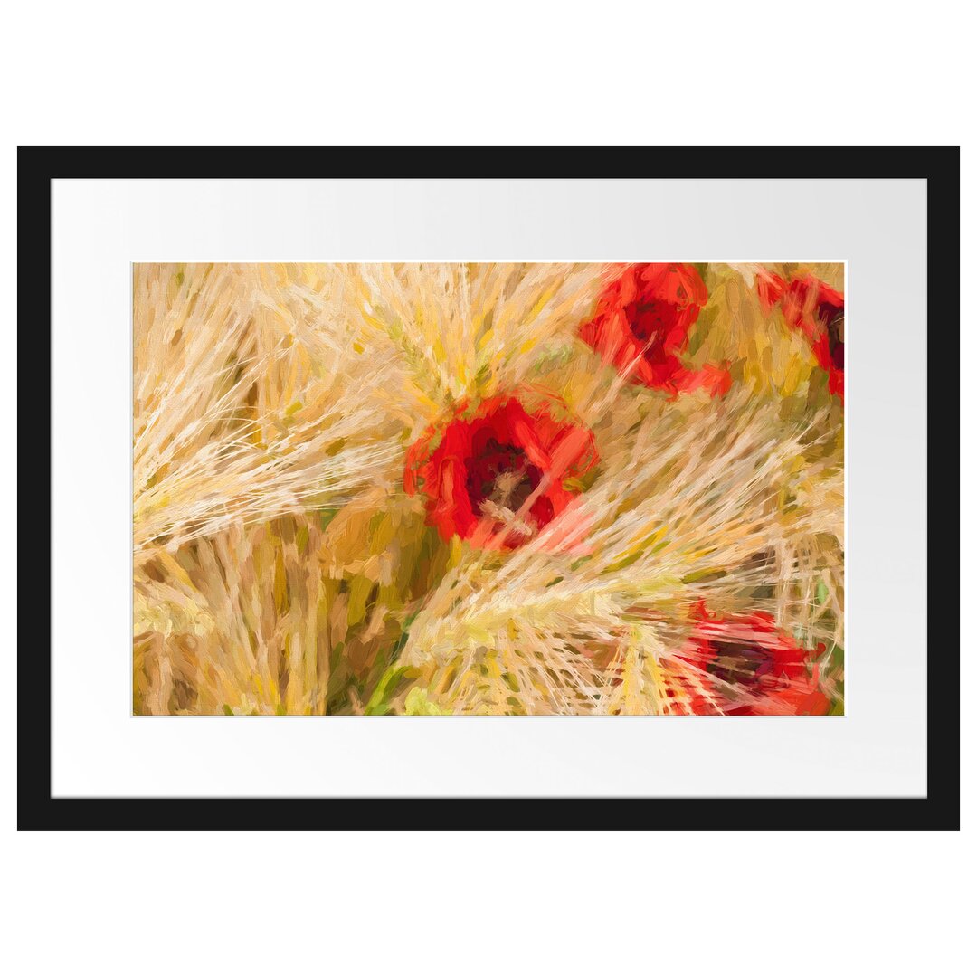 Gerahmtes Poster Poppies in a Corn Field