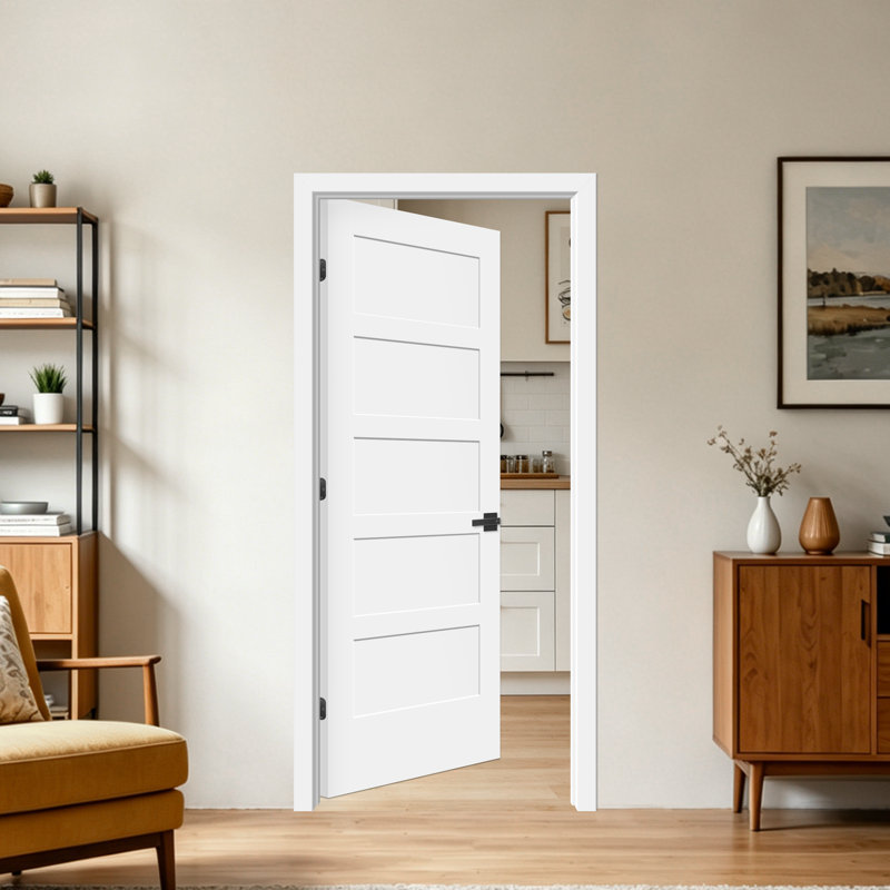 Porte intérieure en bois massif à 5 panneaux avec noyau de 4 à 9/16 po Truel Prehung Truel Prehung (sans assemblage requis)