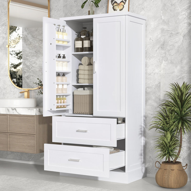 Bathroom Storage Cabinet with Adjustable Shelf, White