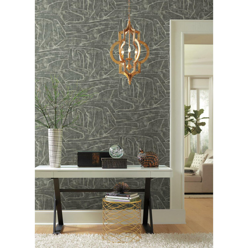 Vena Abstract Peel & Stick Wallpaper Roll, Gray/Glint