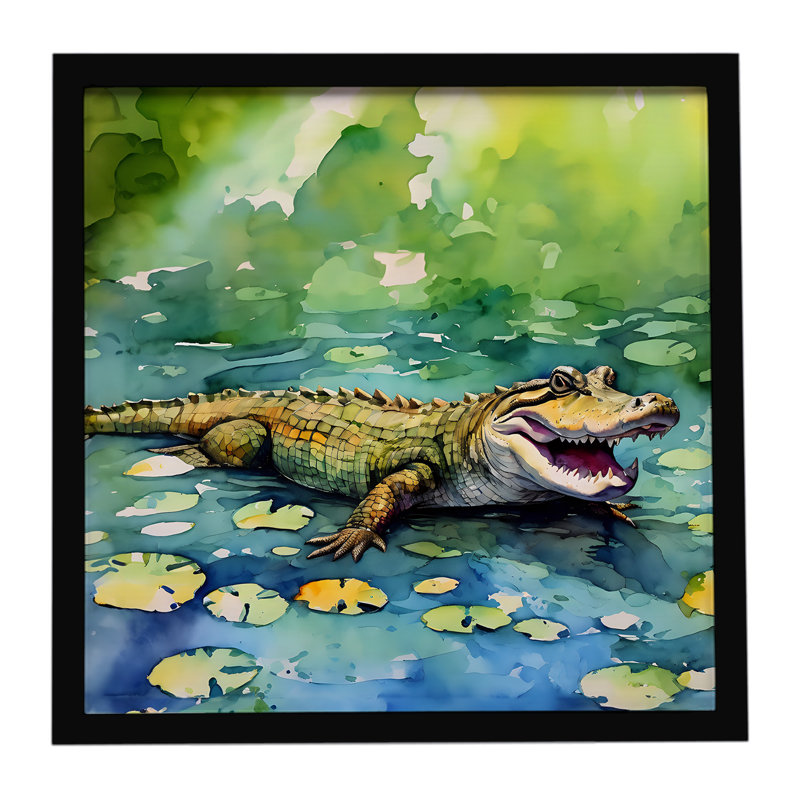 Alligator, impression sur métal encadrée
