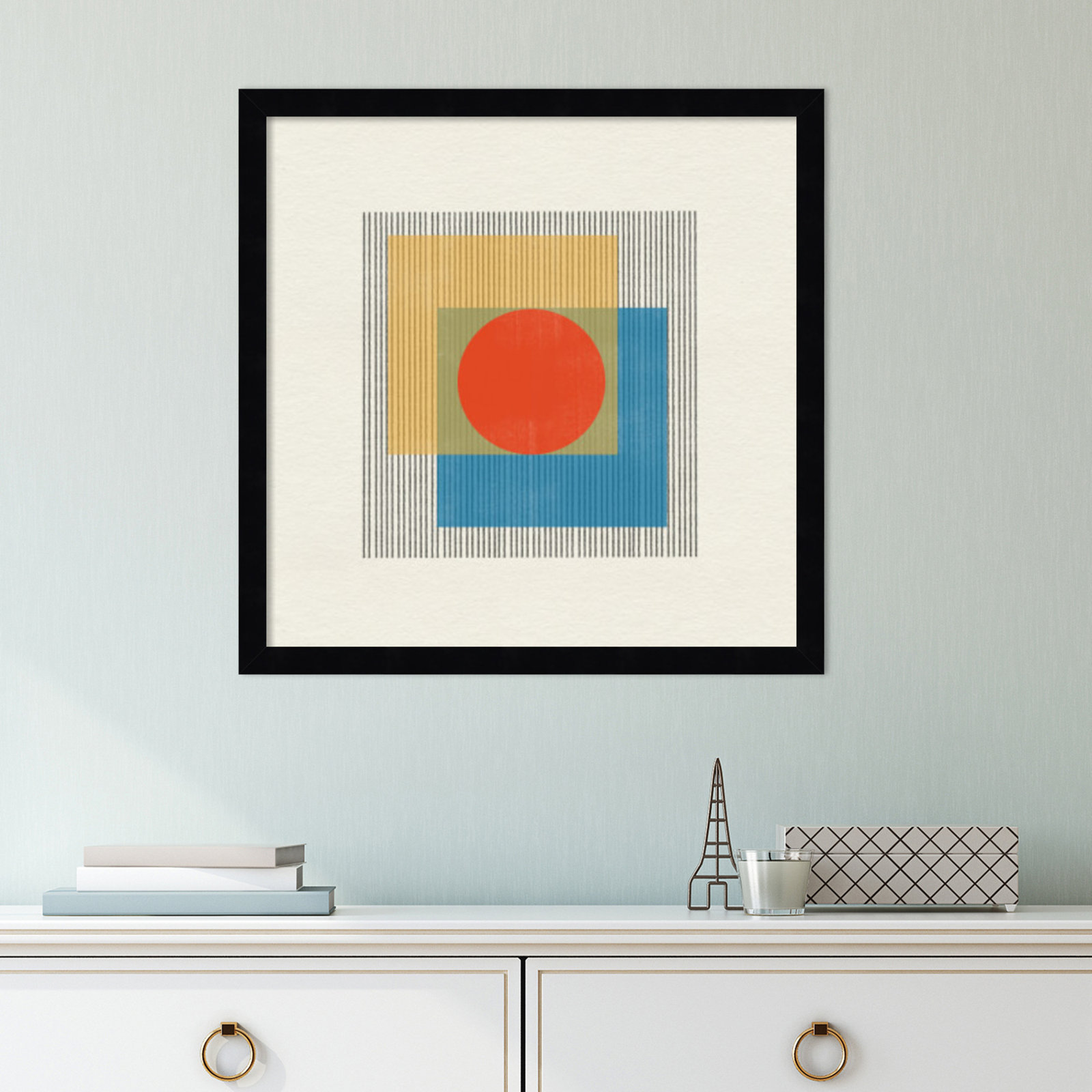 Midcentury Modern Object No 3 Print, Black, 17" H x 17" W x 1" D