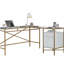 Bureau en L avec plateau en verre, finition blanche