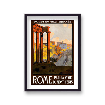 Vintage Travel Rome With Border by Vouvart - Single Picture Frame Print