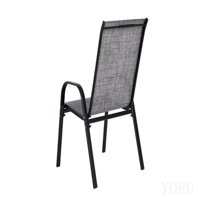 6 chaises de patio, chaises de camping d'extérieur en tissu respirant Textilene, ensemble de 2 chaises de jardin avec accoudoir à dossier haut pour patio de jardin, piscine, plage, jardin, économie d'espace (gris) 6
